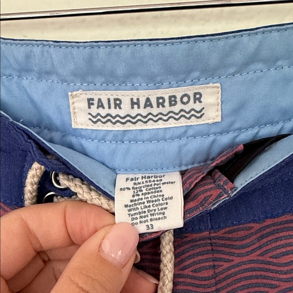 Fair Harbor Blue and Red Swim Shorts - Picture 2 of 7